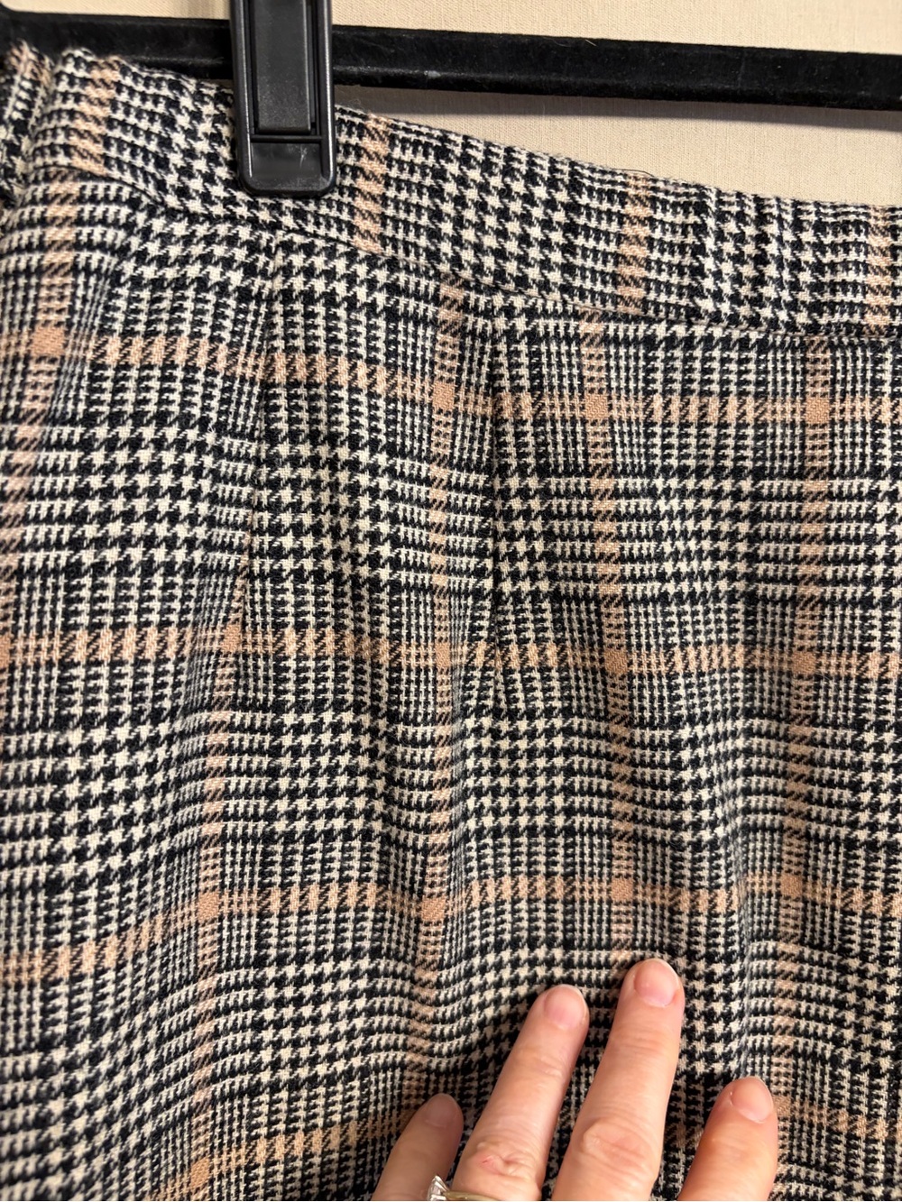 Vintage Pendleton Beige/Black Glen Plaid Pencil Skirt 100% Pure Virgin Wool - Picture 11 of 13
